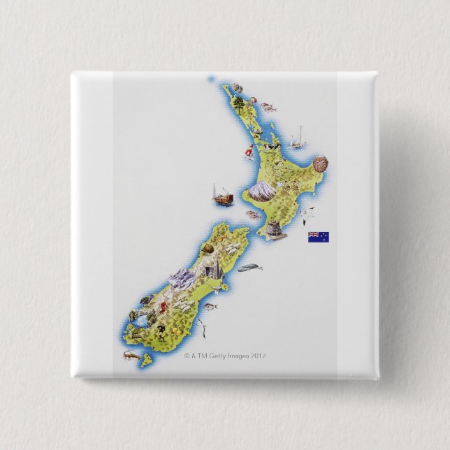 Map of New Zealand Button (Front)
