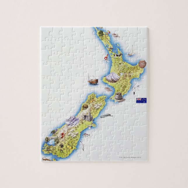 Map of New Zealand Jigsaw Puzzle (Vertical)
