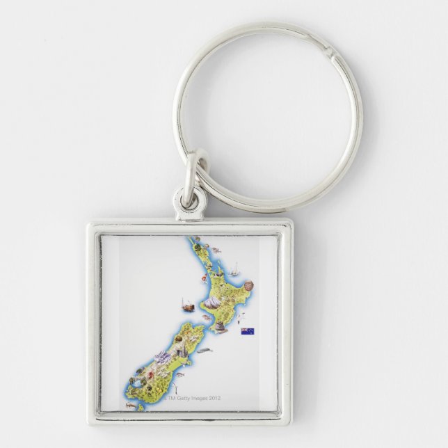 Map of New Zealand Keychain (Front)