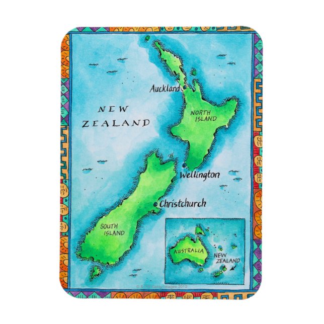 Map of New Zealand Magnet (Vertical)