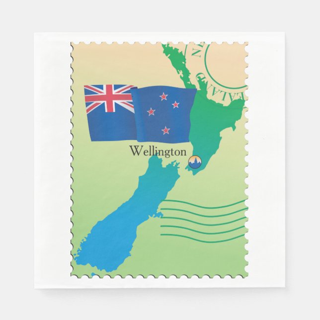 Map Of New Zealand Paper Napkins (Front)