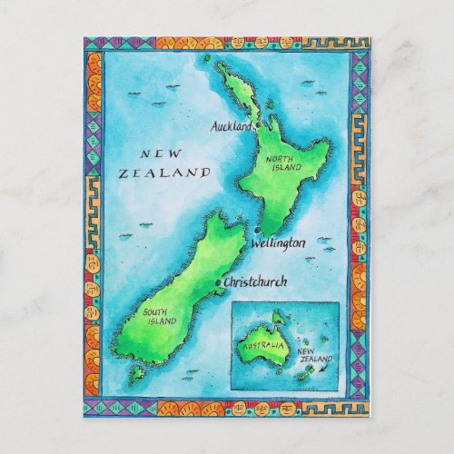 Map of New Zealand Postcard