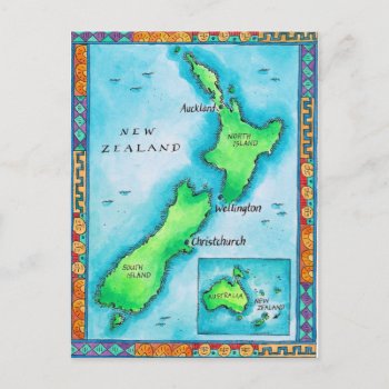 Map Of New Zealand Postcard by prophoto at Zazzle