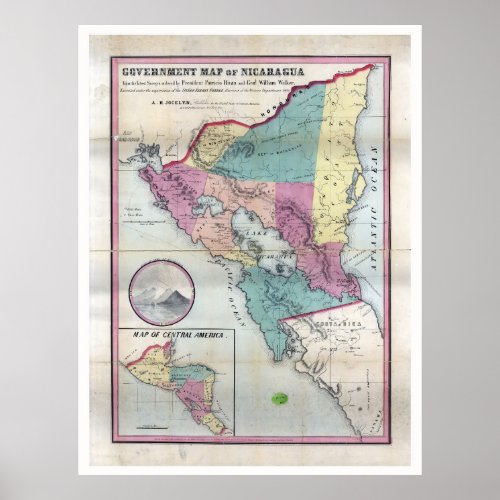 Map of Nicaragua 1856 Poster