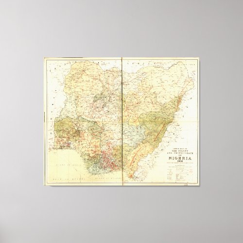 Map of Nigeria 1932 Canvas Print
