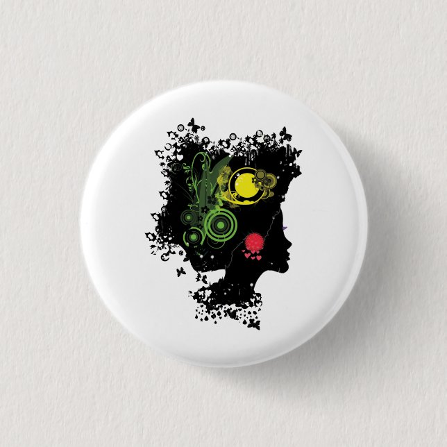 Map Of Nigeria Women Hair Style Round Button (Front)