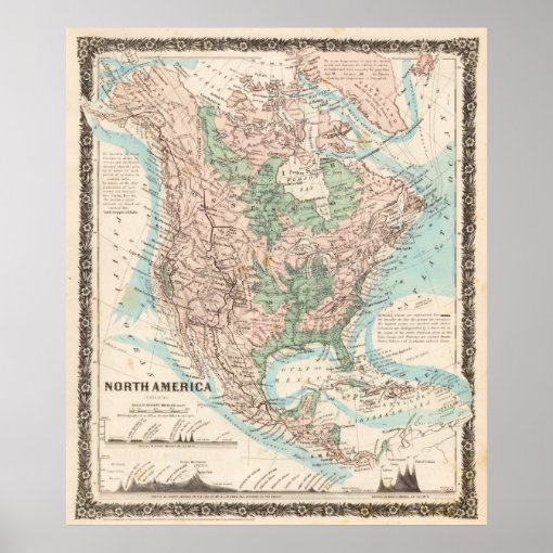 Map of North America (1859) Poster | Zazzle