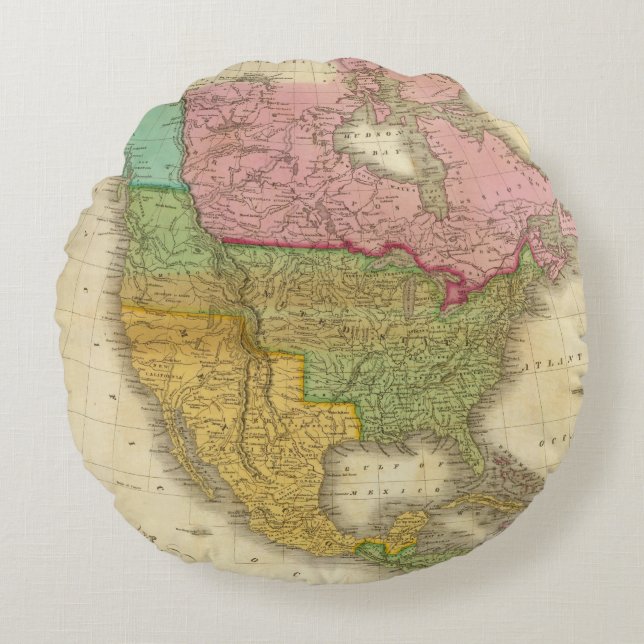 Map of North America 3 Round Pillow (Front)