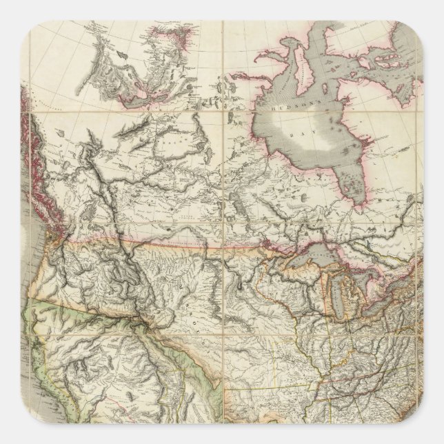 Map of North America 4 Square Sticker (Front)