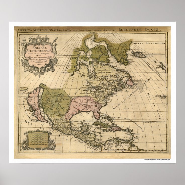 Map of North America by Alexis Hubert Jaillot 1694 Poster | Zazzle