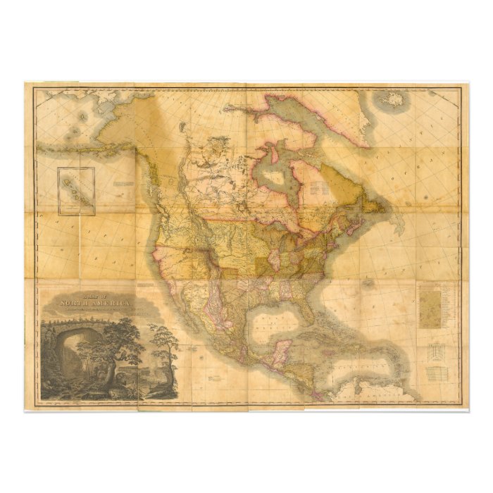 Map of North America by Henry Schenck Tanner 1822 Custom Invitations
