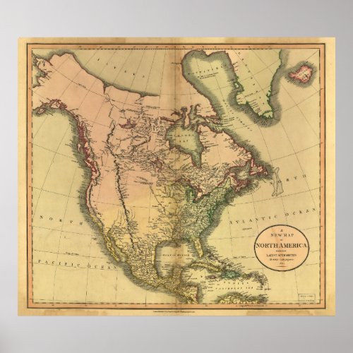 Map of North America by John Cary 1811 Poster