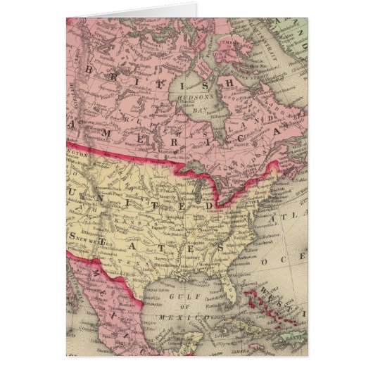 Map Of North America Cards (Front)
