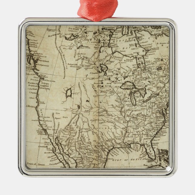 Map of North America Metal Ornament (Front)