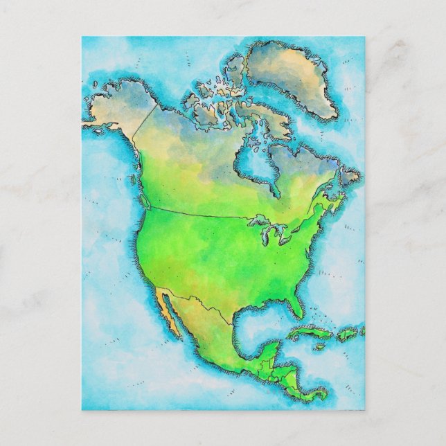 Map of North America Postcard (Front)