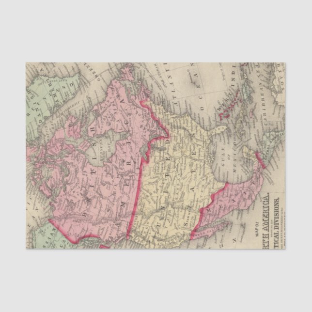 Map Of North America Tissue Paper (Front)