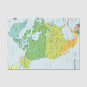 Map of North-America Tissue Paper
