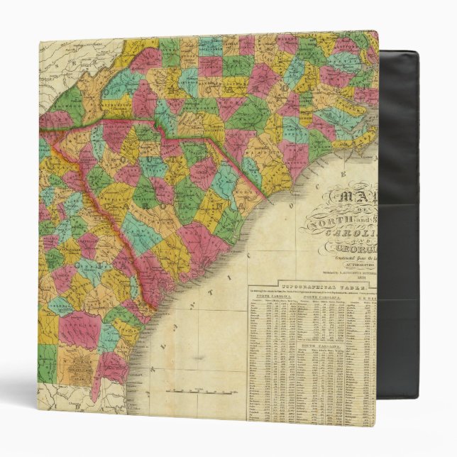 Map of North and South Carolina, and Georgia Binder (Front/Inside)