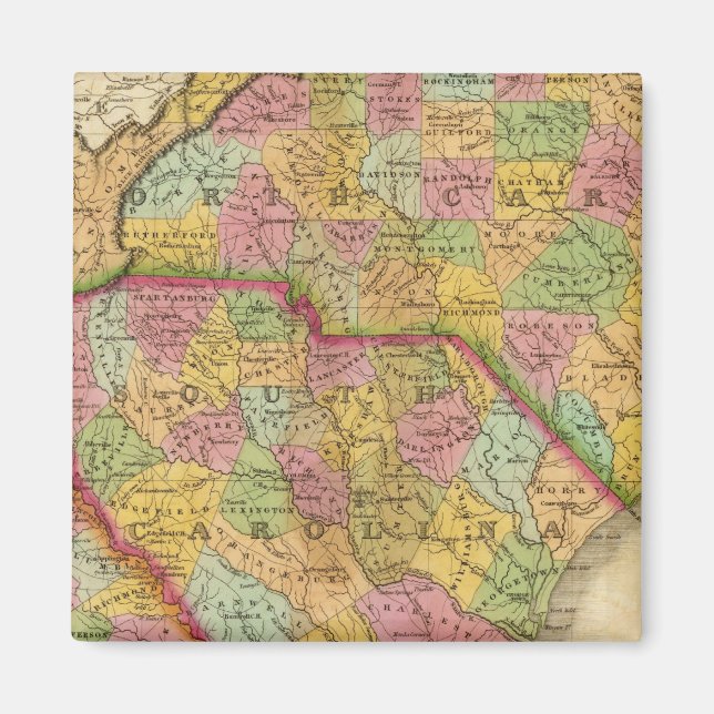Map Of North and South Carolina And Georgia Magnet (Front)