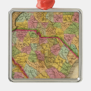 Map Of North and South Carolina And Georgia Metal Ornament