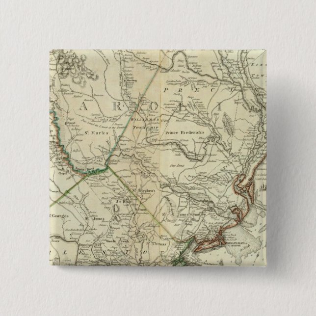 Map Of North And South Carolina Pinback Button (Front)