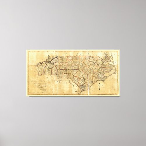 Map of North Carolina 1808 Canvas Print