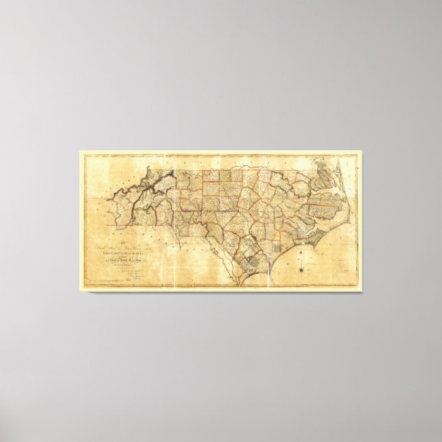Map of North Carolina (1808) Canvas Print (Front)