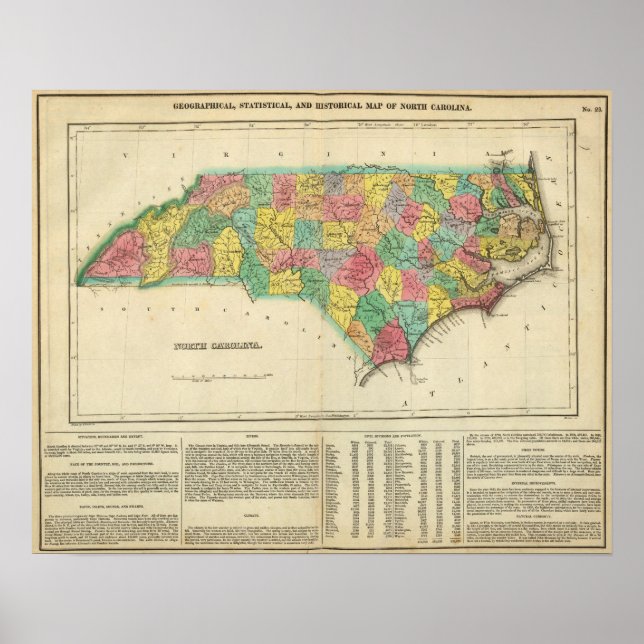 Map Of North Carolina Poster (Front)