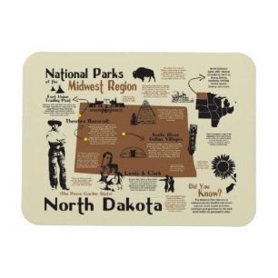 Map of North Dakota National Parks Magnet