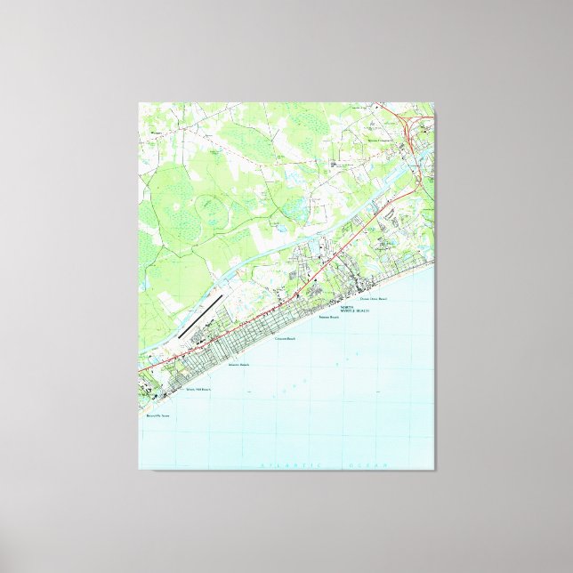 Map of North Myrtle Beach South Carolina (1990) Canvas Print (Front)