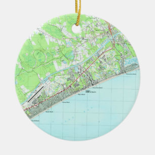 Map of North Myrtle Beach South Carolina (1990) Ceramic Ornament