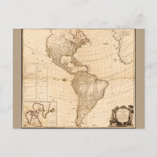 Map of North & South America (1786) Postcard (Front)