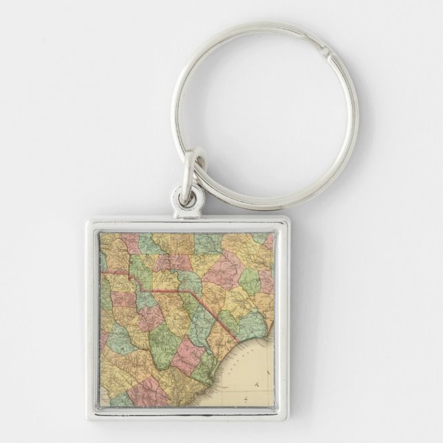 Map of North South Carolina Keychain (Front)