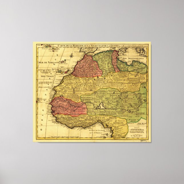 Map of North West Africa (1792) Canvas Print (Front)