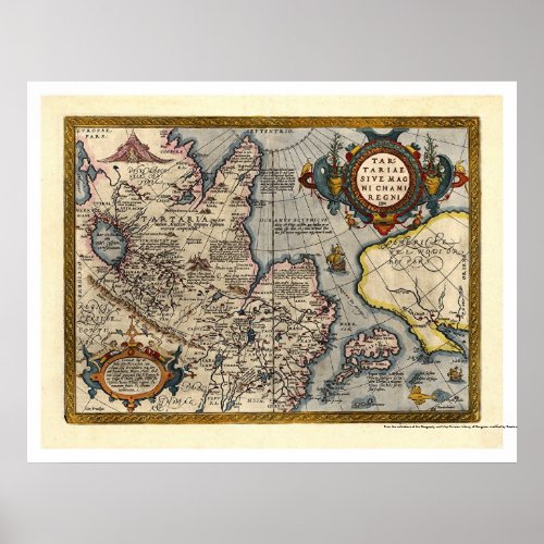 Map of Northern Asia by Abraham Ortelius 1603 Poster