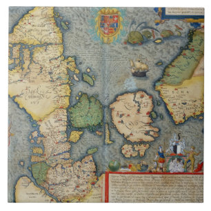 Map of Northern Europe, from 'Civitates Orbis Terr Ceramic Tile