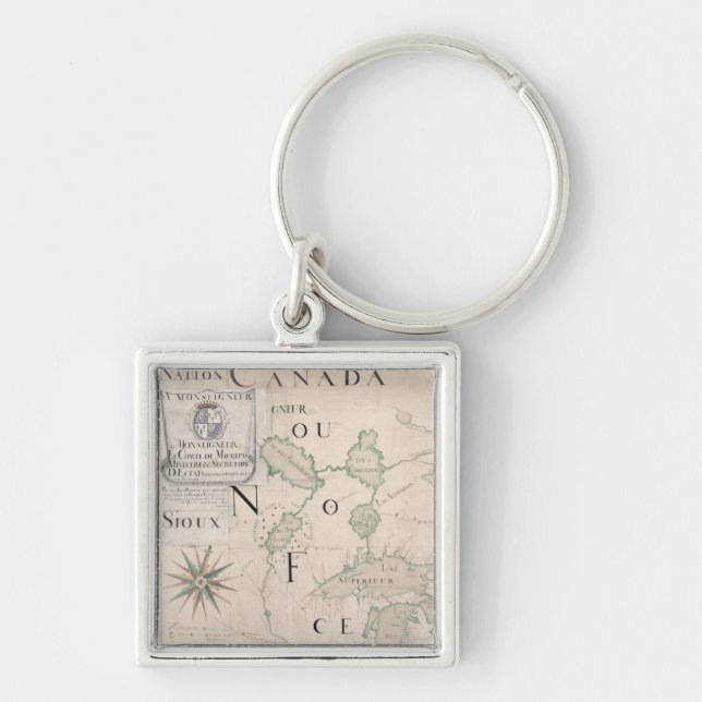 Map of Nouvelle-France  1699 Keychain (Front)
