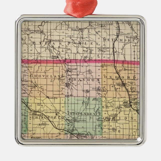 Map of Oakland County, Michigan Metal Ornament (Front)