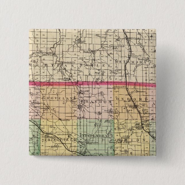 Map of Oakland County, Michigan Pinback Button (Front)