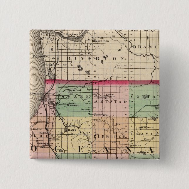 Map of Oceana County, Michigan Button (Front)