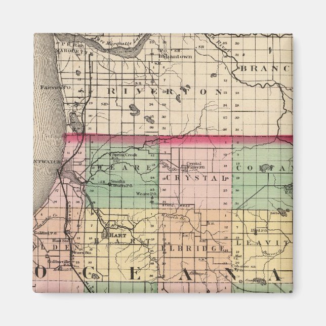 Map of Oceana County, Michigan Magnet (Front)