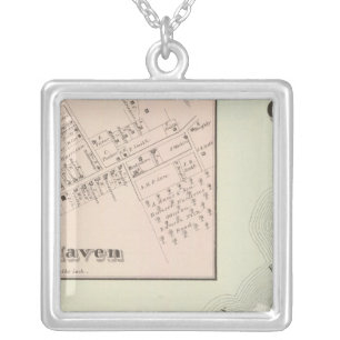 Map of Oceanic and Fair Haven, NJ Silver Plated Necklace