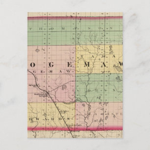 Map of Ogemaw County, Michigan Postcard