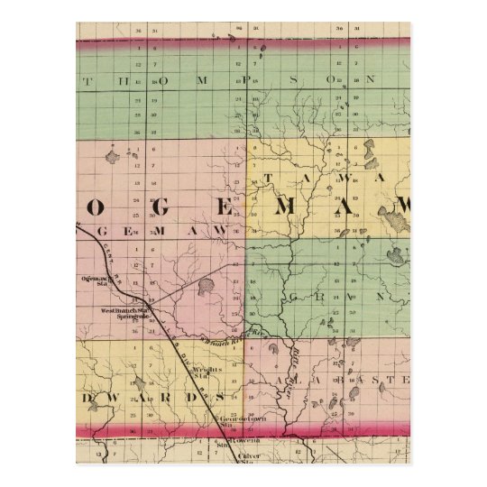 Map of Ogemaw County, Michigan Postcard