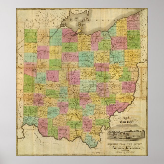 Map of Ohio 2 Poster (Front)