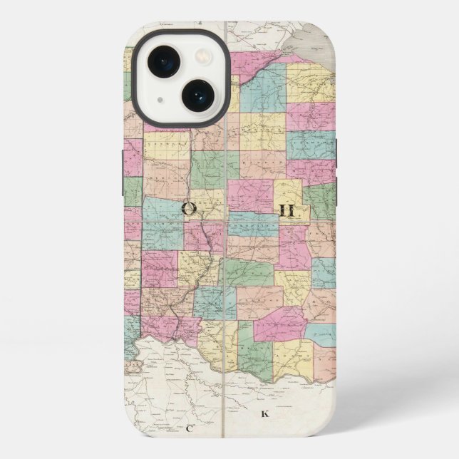Map of Ohio And Indiana Iphone Case (Back)