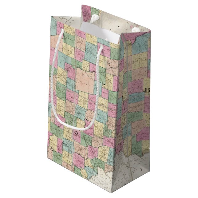 Map of Ohio And Indiana Small Gift Bag (Back Angled)