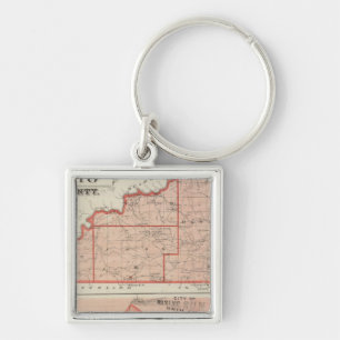 Map of Ohio County with City of Rising Sun Keychain