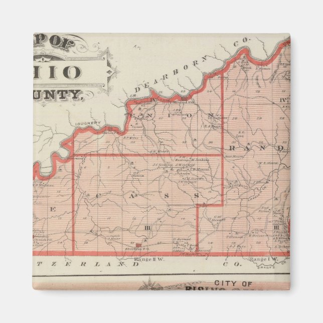 Map of Ohio County with City of Rising Sun Magnet (Front)