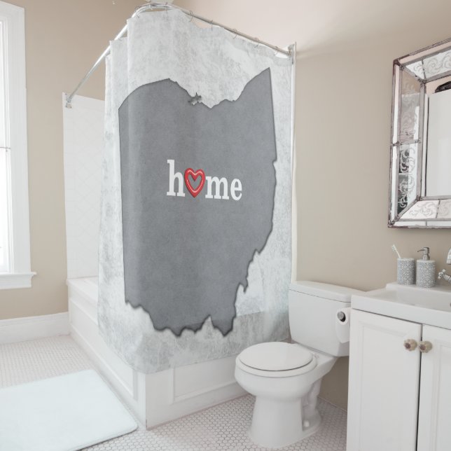 Map of OHIO with HOME and HEART Shower Curtain (In Situ)